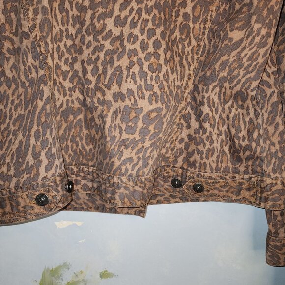 Style & Co Brown/Black Leopard Print Denim Jacket - Picture 6 of 10